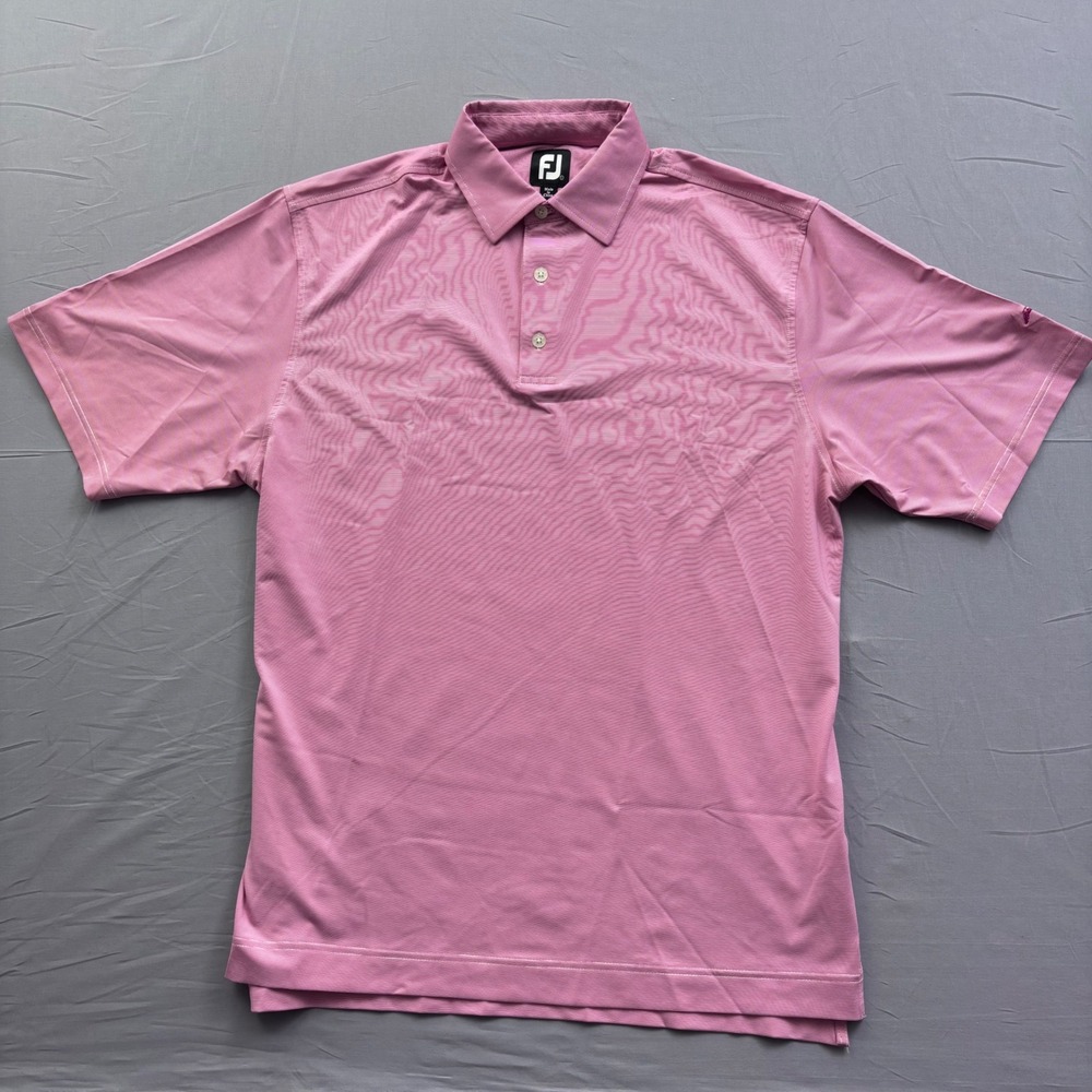 FootJoy‎ Mens Pink Micro Stripe Performance Golf Polo Shirt Size Large Outdoor
